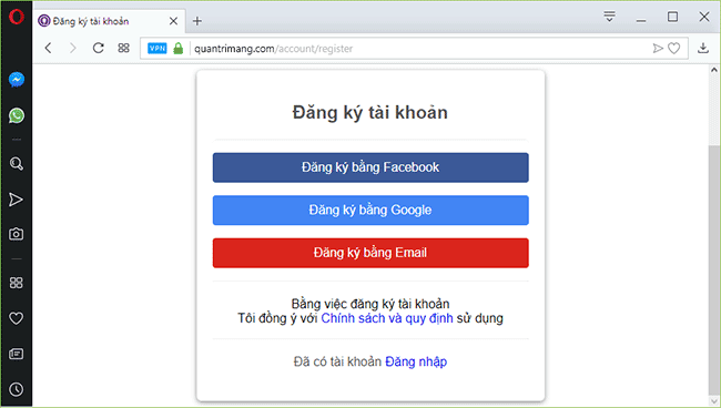 Chọn cách đăng ký tài khoản Quantrimang.com