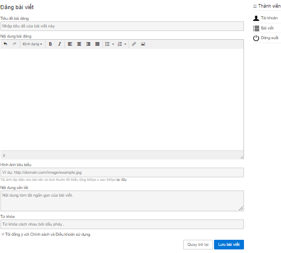 Giao diện đăng bài trên Quantrimang.com