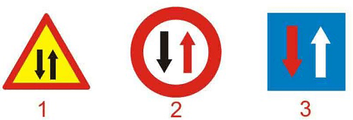  Biển nào báo hiệu phải giảm tốc độ, nhường đường cho xe cơ giới đi ngược chiều qua đường hẹp?