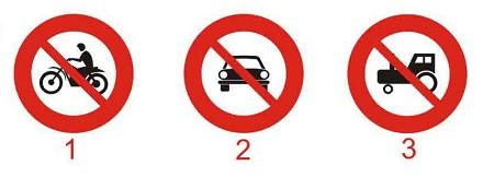 Câu hỏi 14: Biển nào báo hiệu cấm xe mô tô hai bánh đi vào?