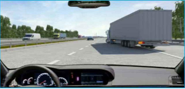 Câu hỏi 30: Xe tải phía trước có tín hiệu xin chuyển làn đường, bạn xử lý như thế nào trong trường hợp này?