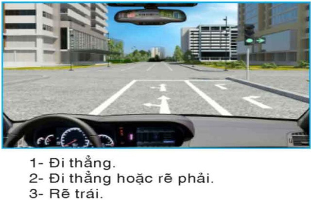 Câu hỏi 25: Xe của bạn được đi theo hướng nào trong trường hợp này?