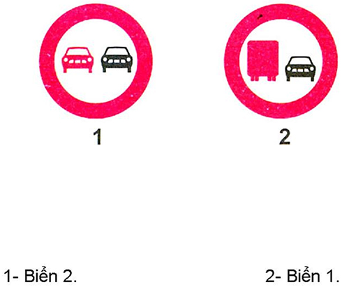 Câu hỏi 20: Biển nào ô tô con được phép vượt?