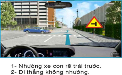 Câu hỏi 29: Để điều khiển cho xe đi thẳng, người lái xe phải làm gì để đúng quy tắc giao thông?