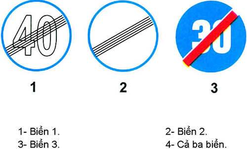 Câu hỏi 24: Trong các biển dưới đây, biển nào là biển báo hết mọi lệnh cấm?