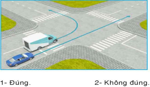 Câu hỏi 27: Xe con vượt xe tải như trường hợp này có đúng?
