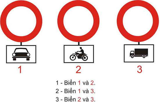 Câu hỏi 21: Biển nào xe mô tô hai bánh được đi vào?