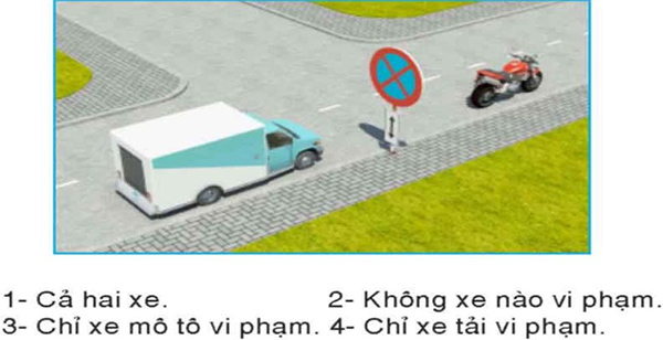 Câu hỏi 23: Xe nào đỗ vi phạm quy tắc giao thông?