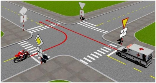 Câu 3: Xe nào được quyền đi trước trong trường hợp này?