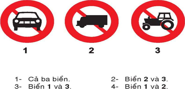 Câu hỏi 22: Biển nào cấm ô tô tải?