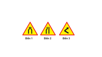 Câu số 19: Biển nào báo hiệu “Đường bị thu hẹp” ?