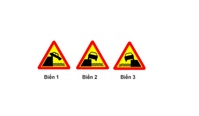 Câu số 20: Biển nào sau đây là biển “ Kè, vực sâu bên đường phía bên trái” ?
