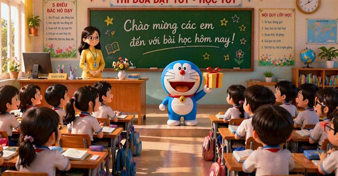 Cách tạo video chú mèo máy mở đầu tiết học trên Gemini